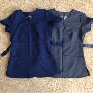 Scrubology stretch mock wrap scrub tops